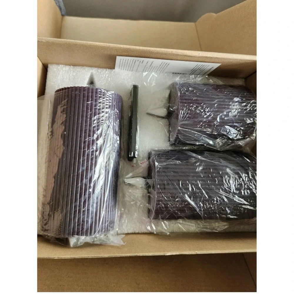 2 Sets Of 3 Flameless Pillar Wax Candle Purple With Remote